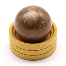 KDMD Ocean Agate 40mm Gemstone Sphere with Stand for Meditation & Display in Brown - thumbnail 3