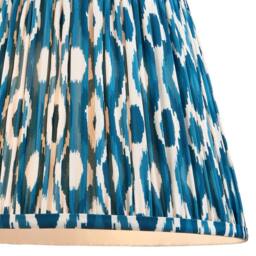 Netlighting Layered Leaf Ivory Table Lamp Blue Fabric Ikat Shade 35cm B22 in Beige - thumbnail 6