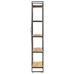 Berkfield Home 5-Tier Bookcase 90x30x180 cm Solid Mango Wood in Brown - Size: 90 x 30 x 180 cm - thumbnail 3