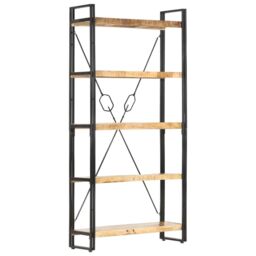 Berkfield Home 5-Tier Bookcase 90x30x180 cm Solid Mango Wood in Brown - Size: 90 x 30 x 180 cm - thumbnail 1