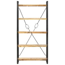 Berkfield Home 5-Tier Bookcase 90x30x180 cm Solid Mango Wood in Brown - Size: 90 x 30 x 180 cm - thumbnail 2