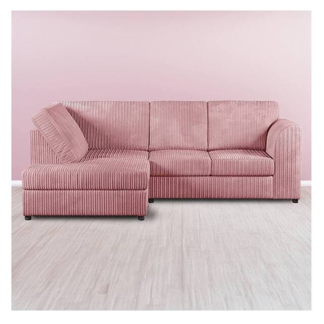 Furniture 786 Hannah Jumbo Cord Full Back 4 Seater Left Hand Facing Corner Sofa in Pink - image 1