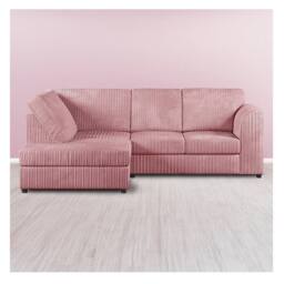 Furniture 786 Hannah Jumbo Cord Full Back 4 Seater Left Hand Facing Corner Sofa in Pink