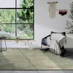 THE RUGS Villeroy & Boch 1906 Wool Rug Ursule Handwoven High Low Pile in Green - Size: 120 cm x 170 cm - thumbnail 6
