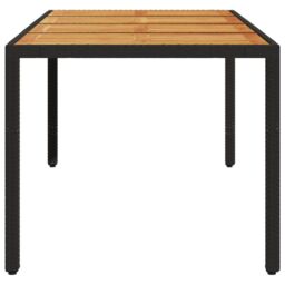 Berkfield Home Garden Table with Acacia Wood Top Black 190x90x75 cm Poly Rattan - Size: 190 x 90 x 75 cm - thumbnail 5