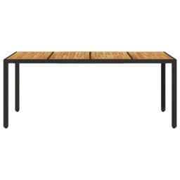 Berkfield Home Garden Table with Acacia Wood Top Black 190x90x75 cm Poly Rattan - Size: 190 x 90 x 75 cm - thumbnail 4