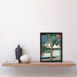 Artery8 Utagawa Hiroshige Framed Wall Art Paulownia Plantation At Akasaka in Green - Size: A4 - thumbnail 2
