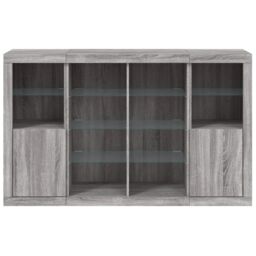 Berkfield Home Sideboards with LED Lights 3 pcs Grey Sonoma Engineered Wood - thumbnail 6