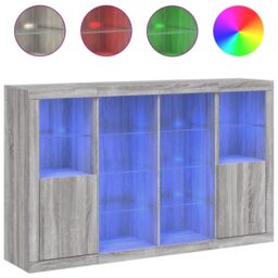 Berkfield Home Sideboards with LED Lights 3 pcs Grey Sonoma Engineered Wood - thumbnail 2