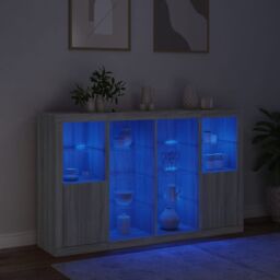 Berkfield Home Sideboards with LED Lights 3 pcs Grey Sonoma Engineered Wood - thumbnail 3