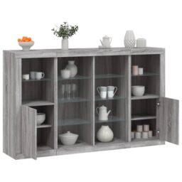 Berkfield Home Sideboards with LED Lights 3 pcs Grey Sonoma Engineered Wood - thumbnail 1