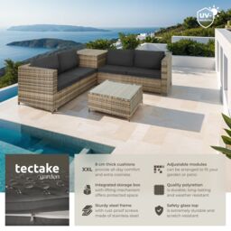 tectake Garden Furniture Set Siena in Natural - Size: 4 Person - thumbnail 2