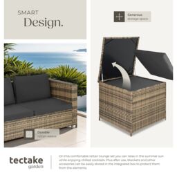 tectake Garden Furniture Set Siena in Natural - Size: 4 Person - thumbnail 4