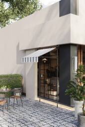 Living and Home Outdoor Manual Retractable Patio Awning with Hand Crank in Grey - Size: Medium - thumbnail 1