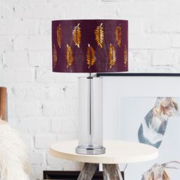First Choice Lighting Aura - Chrome Table Lamp with Burgundy Fern Cut Out Shade in Silver - thumbnail 2