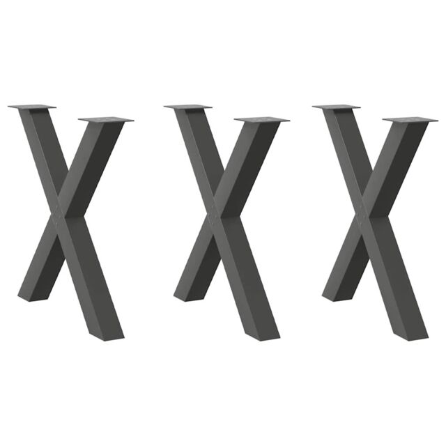 Berkfield Home Dining Table Legs X-Shaped 3 pcs Anthracite 80x(72-73) cm Steel in Black - image 1