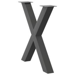 Berkfield Home Dining Table Legs X-Shaped 3 pcs Anthracite 80x(72-73) cm Steel in Black - thumbnail 4