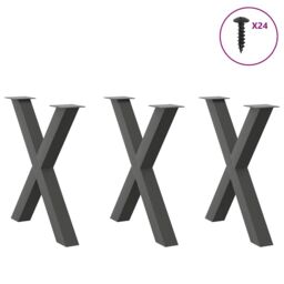 Berkfield Home Dining Table Legs X-Shaped 3 pcs Anthracite 80x(72-73) cm Steel in Black - thumbnail 3