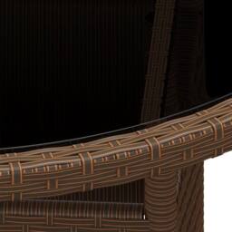 Berkfield Home Garden Table Ã˜80x75 cm Tempered Glass & Poly Rattan Brown - Size: 80x75 cm - thumbnail 3