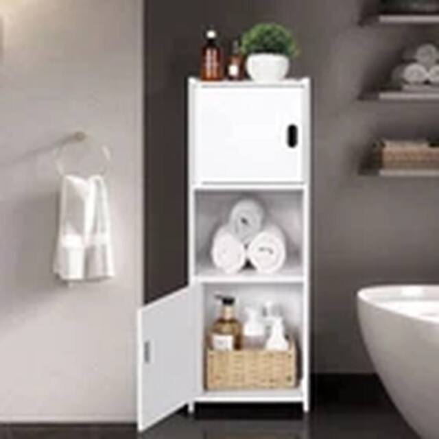 EONLION Waterproof Bathroom Tall Free Standing Storage Cabinet Unit in White - image 1