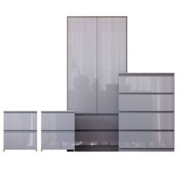 HD Designs Vida Designs Glinton 4 Piece Bedroom Set (2 Drawer Bedside Chest x2 in Grey - thumbnail 2