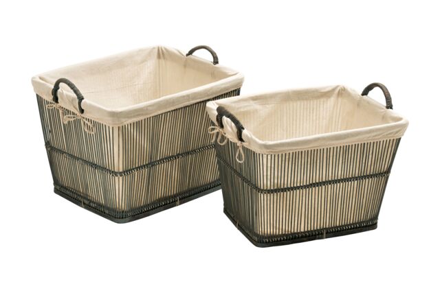 Orsina Rustic Rattan Set Of Two Washed Storage Baskets in Grey - image 1