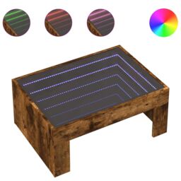 Berkfield Home Coffee Table with Infinity LED Smoked Oak 70x50x30 cm in Brown - Size: 70 x 50 x 30 cm - thumbnail 2