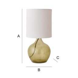 ValueLights Emily Natural Linen Drum Shade Dark Green Glass Teardrop Table Lamp & LED Bulb - thumbnail 7