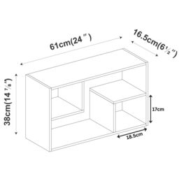 EONLION Wall Mounted Book Display - Nyborg Rectangular Floating Shelf in Grey - thumbnail 2