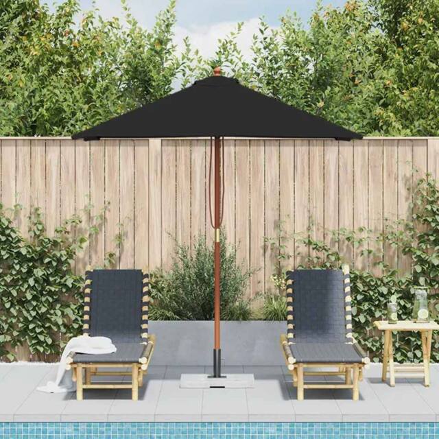 Berkfield Home Outdoor Parasol with Wooden Pole Black 150x200 cm - image 1