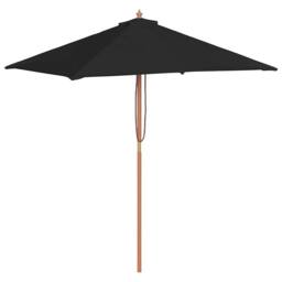 Berkfield Home Outdoor Parasol with Wooden Pole Black 150x200 cm - thumbnail 2