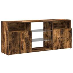 Berkfield Home TV Cabinet with LED Lights Smoked Oak 120x30x50 cm in Brown - Size: 120 x 30 x 50 cm - thumbnail 6