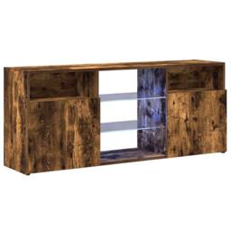 Berkfield Home TV Cabinet with LED Lights Smoked Oak 120x30x50 cm in Brown - Size: 120 x 30 x 50 cm - thumbnail 1