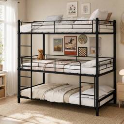 STILVORA Bed Frame 3ft Single metal frame in Black - Size: Junior - thumbnail 1