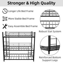 STILVORA Bed Frame 3ft Single metal frame in Black - Size: Junior - thumbnail 8