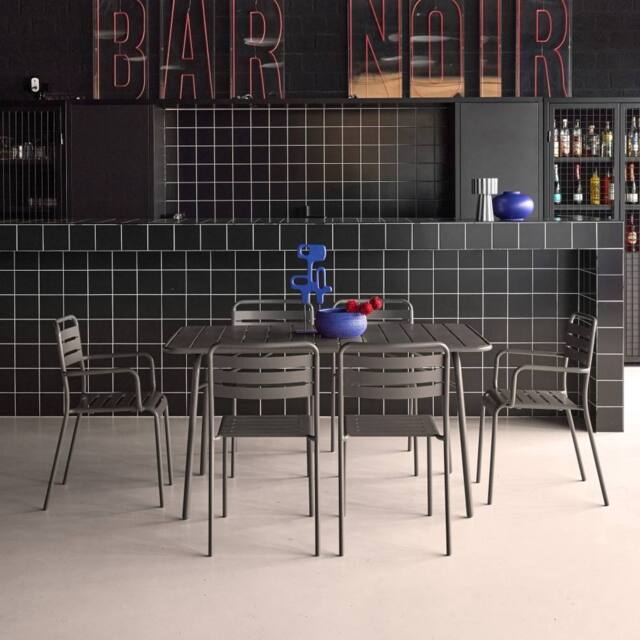 sweeek 6-seater Metal Garden Table Set With 6 Chairs in Grey - image 1