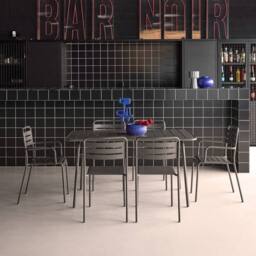 sweeek 6-seater Metal Garden Table Set With 6 Chairs in Grey - thumbnail 1