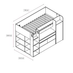 Flair Bailey Kids Cabin Bed with Pull Out Desk, Wardrobe & Storage Shelves in White - Size: Single - thumbnail 8