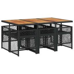 Berkfield Home 7 Piece Garden Dining Set with Cushions Black Poly Rattan - thumbnail 5