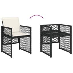 Berkfield Home 7 Piece Garden Dining Set with Cushions Black Poly Rattan - thumbnail 6