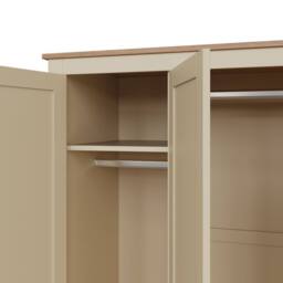 GFW Lancaster 3 Door 2 Drawer Wardrobe in Cream - thumbnail 6