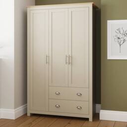 GFW Lancaster 3 Door 2 Drawer Wardrobe in Cream - thumbnail 2