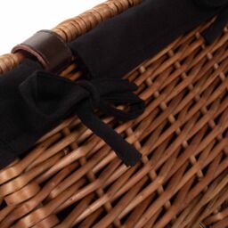 Red Hamper Wicker 40cm Double Steamed Picnic Basket with Cotton Lining in Brown - thumbnail 4