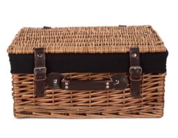 Red Hamper Wicker 40cm Double Steamed Picnic Basket with Cotton Lining in Brown - thumbnail 3