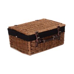 Red Hamper Wicker 40cm Double Steamed Picnic Basket with Cotton Lining in Brown - thumbnail 2