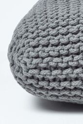 Homescapes Square Cotton Knitted Pouffe Floor Cushion in Grey - thumbnail 4