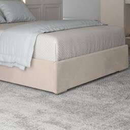 KDMD Eskdale Upholstered Soft Velvet Beige Metal Designer Bed Frame in Cream - Size: Single - thumbnail 4