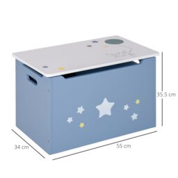 HOMCOM 55x34cm 50L Kids Storage Chest with Safety Hinge Handles Air Vents in Blue - Size: 55x34 cm - thumbnail 3