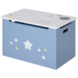 HOMCOM 55x34cm 50L Kids Storage Chest with Safety Hinge Handles Air Vents in Blue - Size: 55x34 cm - thumbnail 2