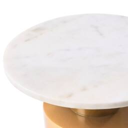 Wyld and Coco White Marble Round Side Table with Gold Metal Base 40 cm - thumbnail 3